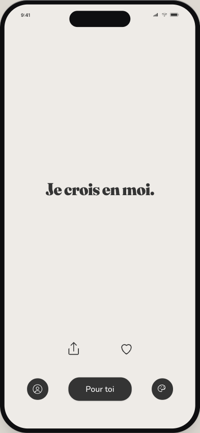 Écran principal avec une pépite du jour